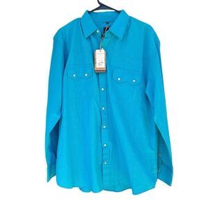 Resistol Men’s Blue Long Sleeve Pearl Snap Shirt Size Medium NWT